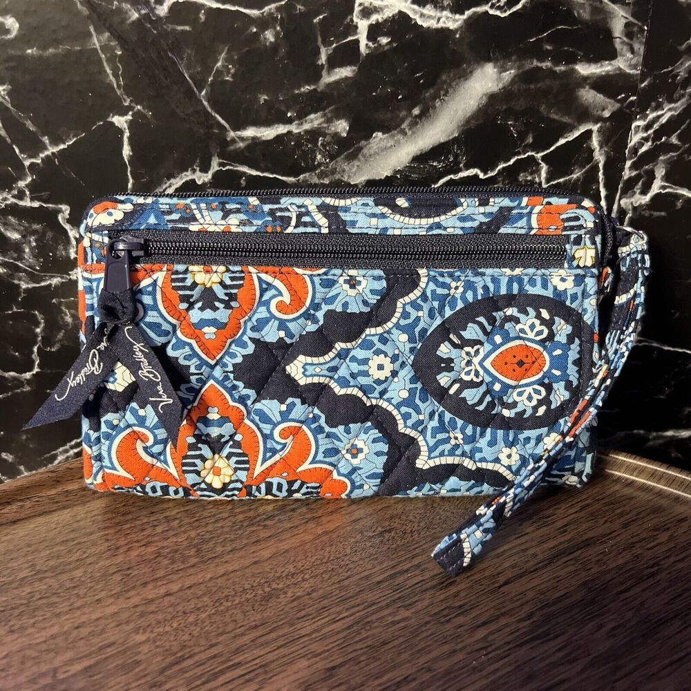 Vera Bradley Wallet Blue/ Multicolor Tapestry Large Cotton